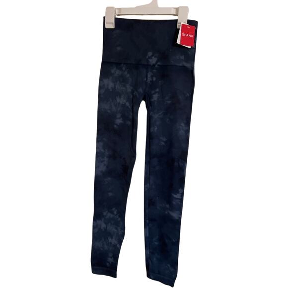 Blue Tie Dye Leggings M Spanx Ecocare Ankle Fit Size  M Deep Blue - Picture 1 of 6